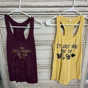 Purple and Yellow Graphic Tank Tops